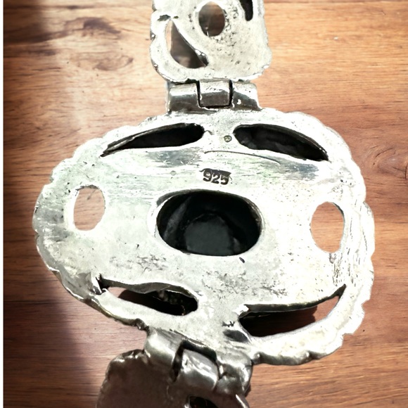 Fire Opal Solid Sterling Silver Bracelet - Picture 7 of 14